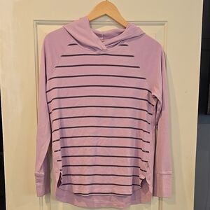 EUC Eddie Bauer Women's Lilac w/Navy Striped Hoodie Size XL bUST 38" Box 9